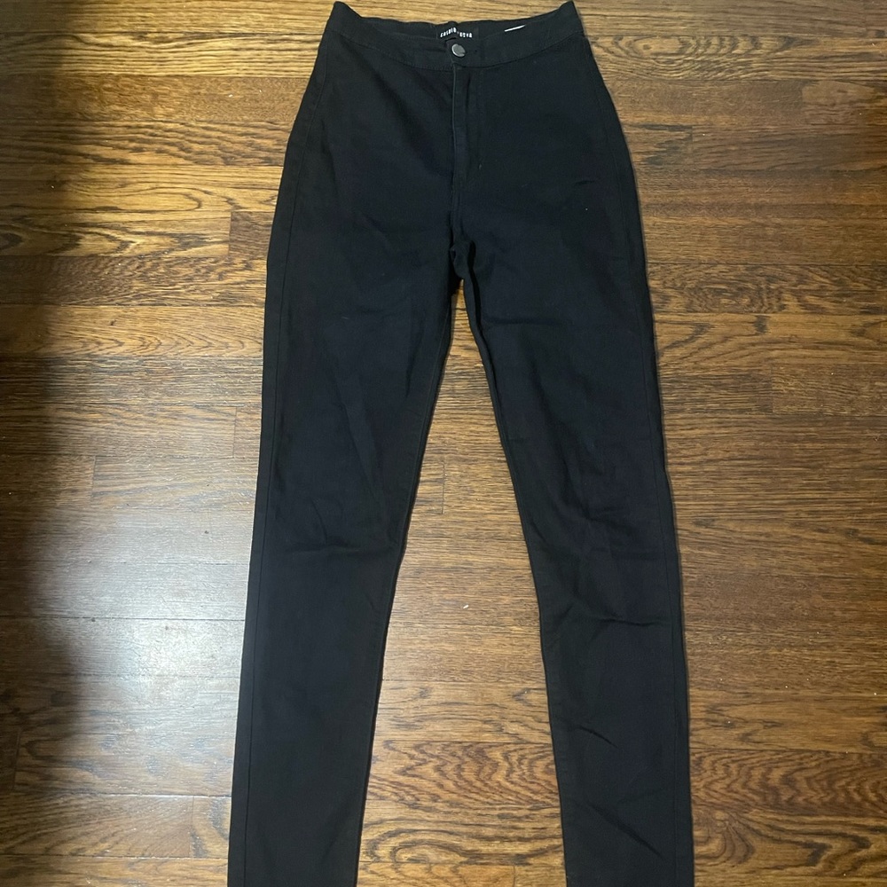 Women’s super high rise skinny black jeans, size 5